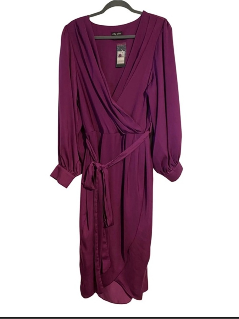 City Chic Women’s Opulent Long Sleeve Midi Dress Lilac Size L NWT - Picture 2 of 14